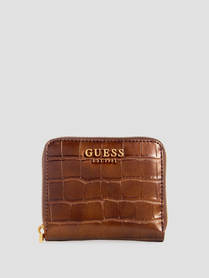 Guess James Croc Small Zip-Around Wallet - Bronze