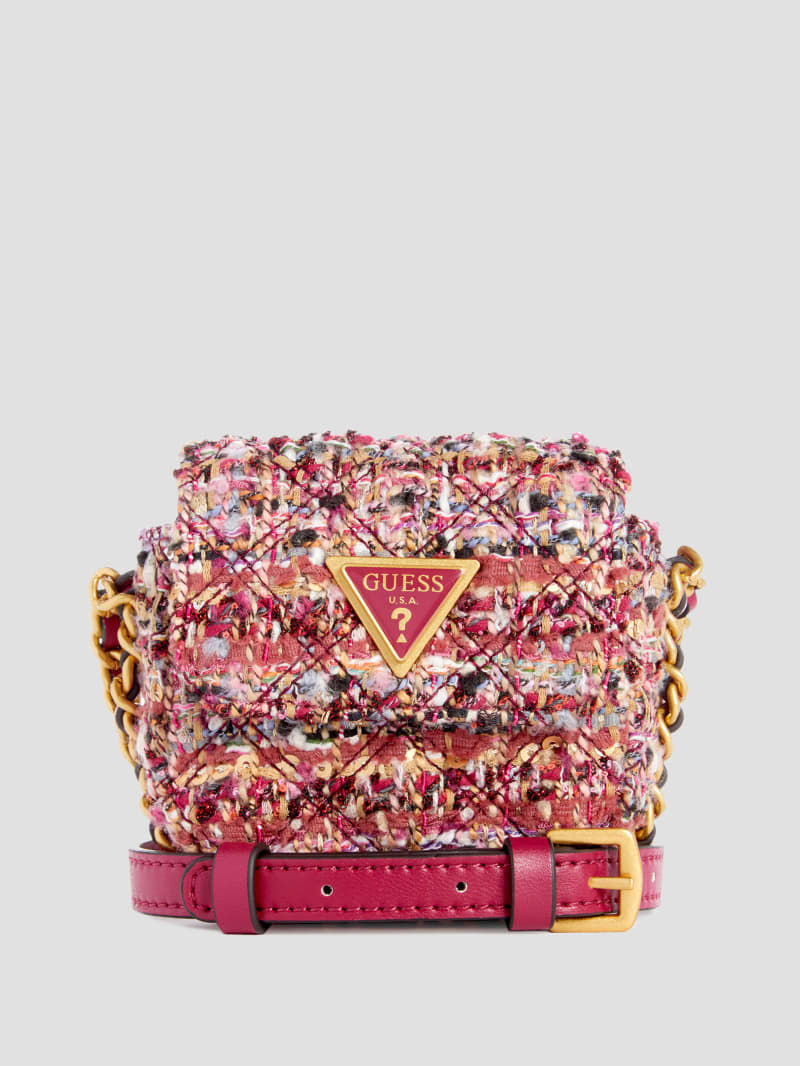 Guess Giully Tweed Micro Mini Crossbody - Purple Multi