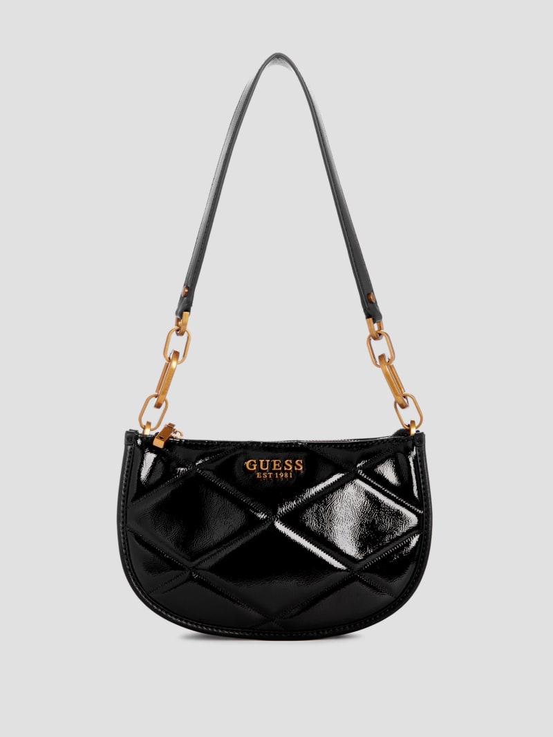 Guess Cilian Quilted Saddle Shoulder Bag - Black