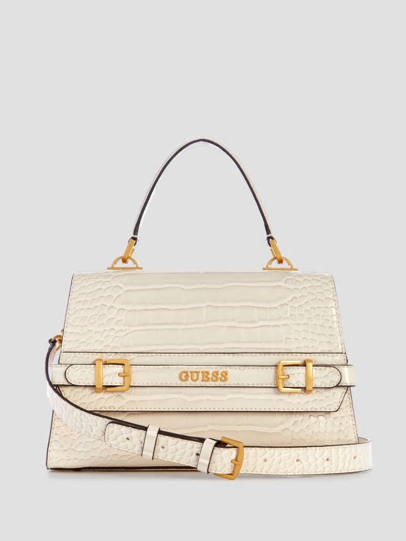 Guess Sestri Crocodile-Embossed Crossbody - White