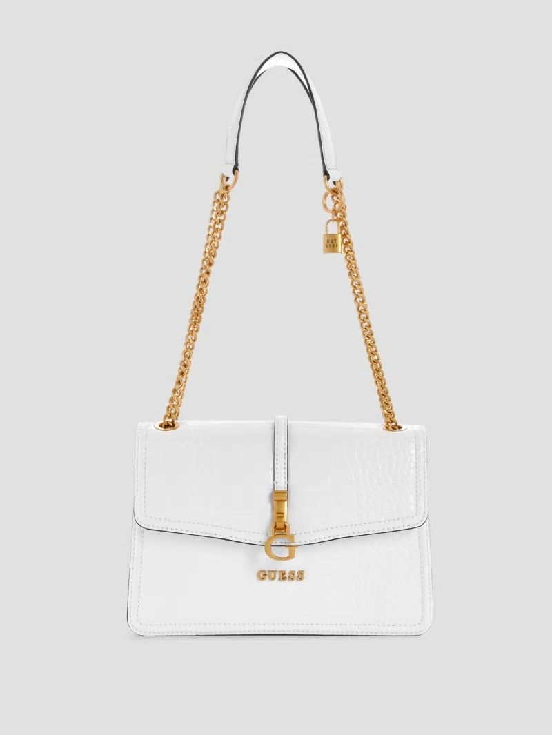 Guess James Convertible Crossbody Flap Bag - White Multi