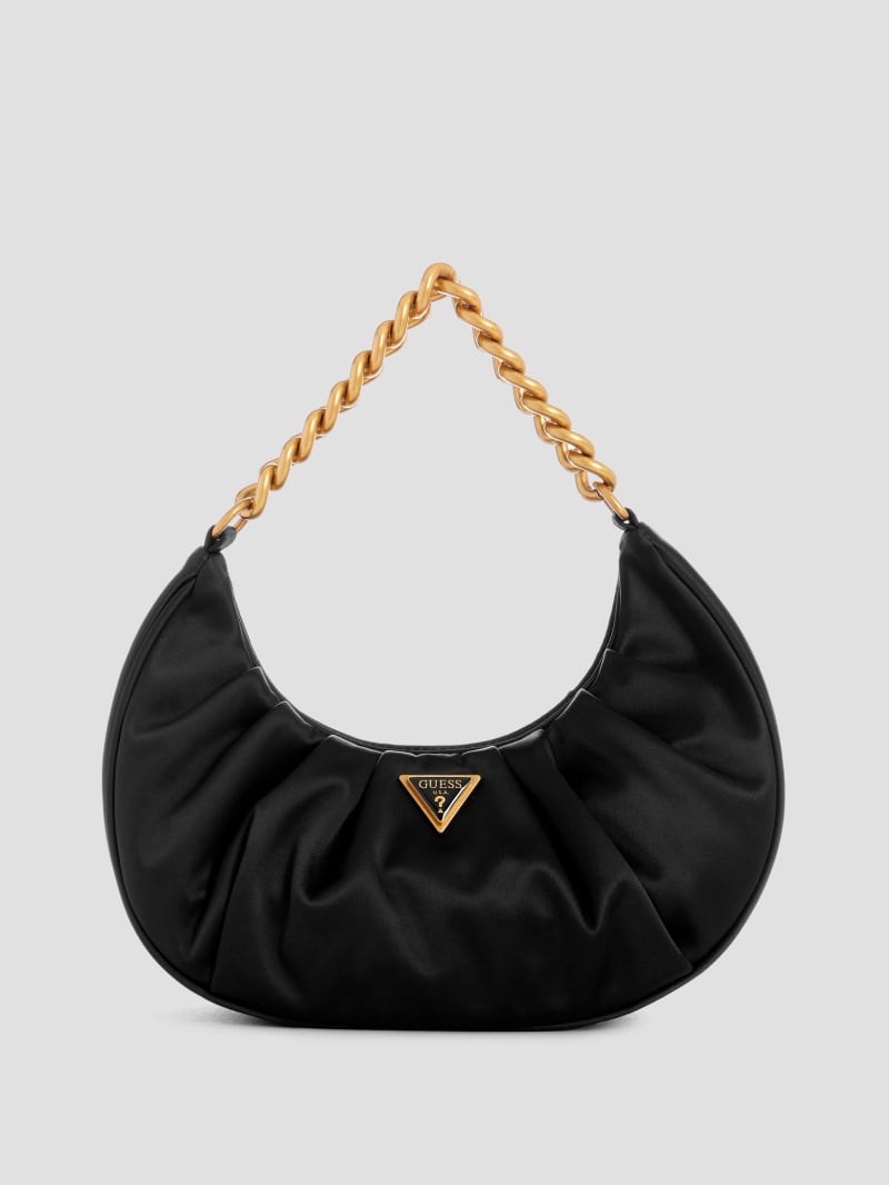 Guess Tori Satin Shoulder Bag - Black