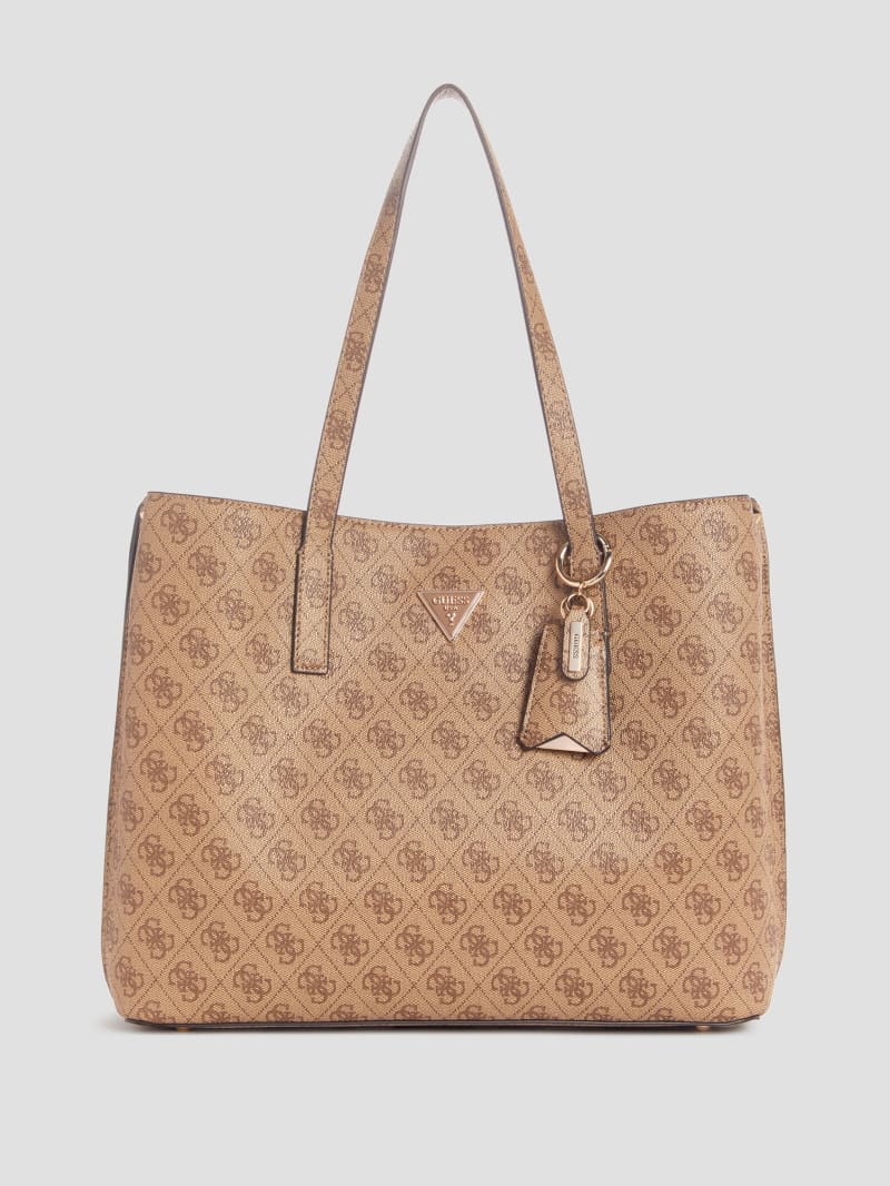 Guess Meridian Quattro G Girlfriend Tote - Latte Logo