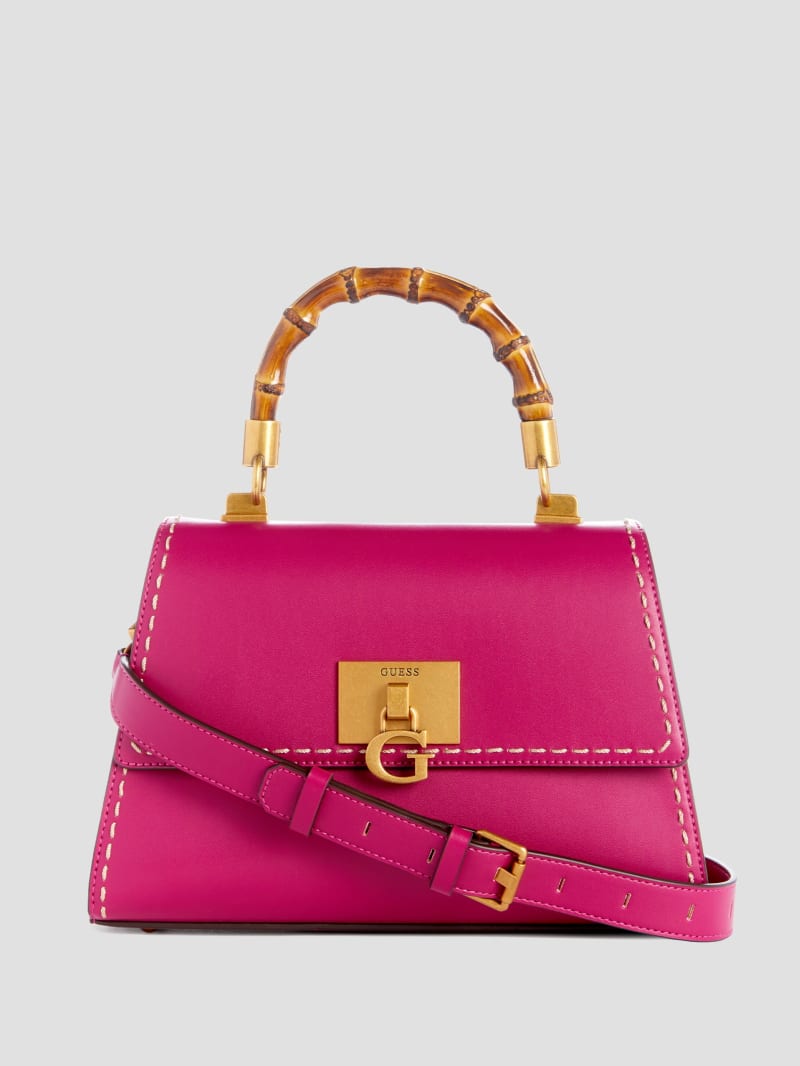 Guess Stephi Bamboo Handle Mini Satchel - Magenta