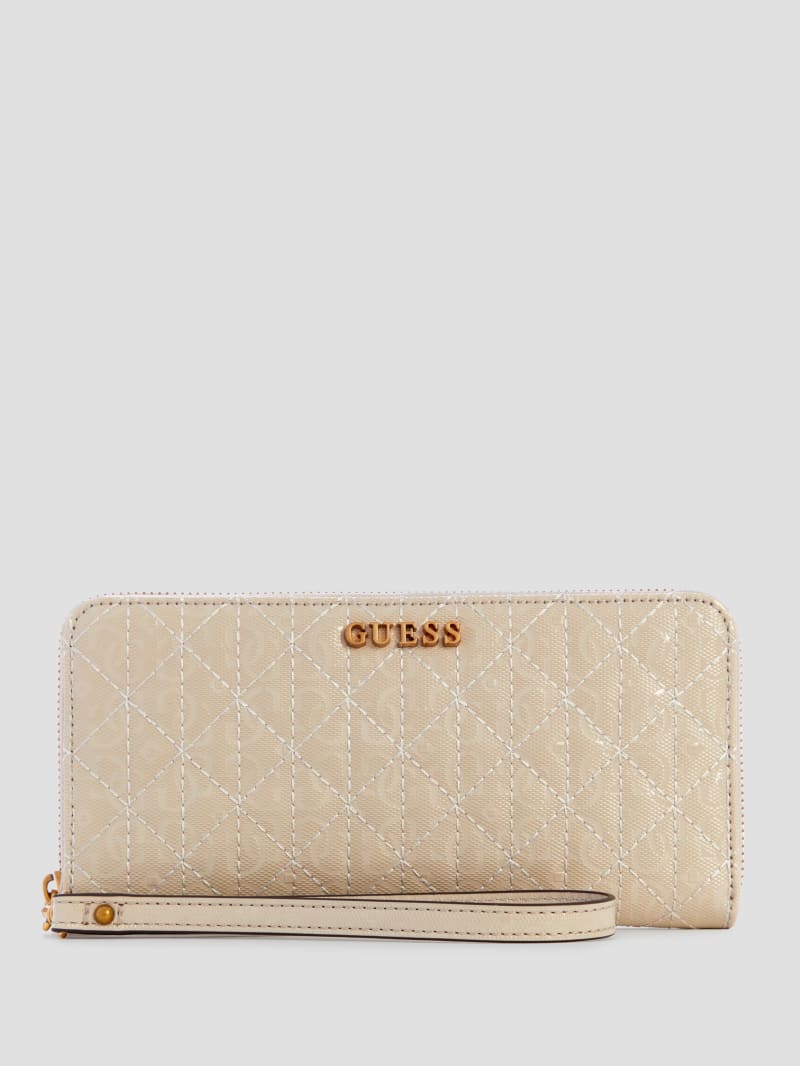 Guess Aveta Large Zip-Around Wallet - Off White