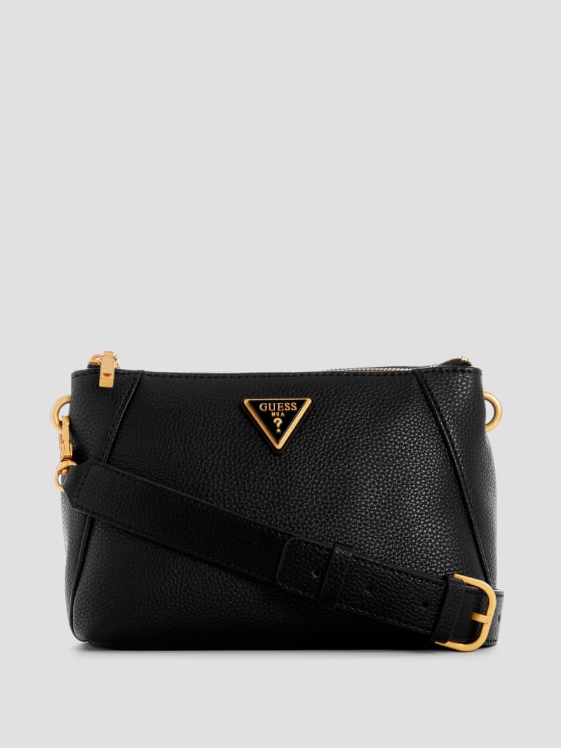 Guess Laryn Pebbled Dual-Zip Crossbody - Black