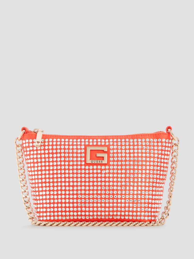 Guess Gilded Glamour Mini Top-Zip Bucket Bag - Orange