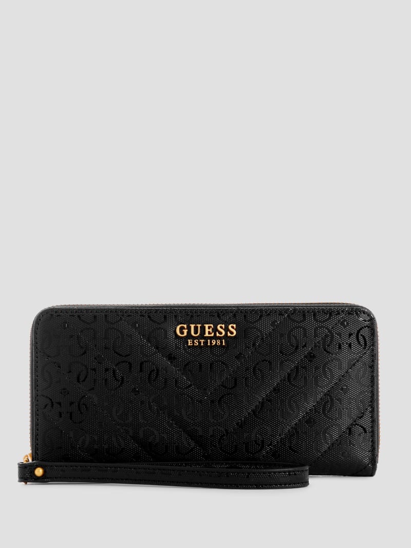 Guess Jania Large Zip-Around Wallet - Black