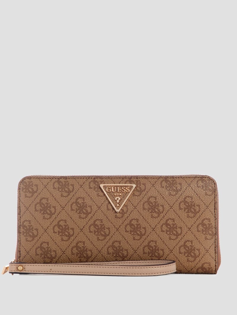 Guess Laurel Large Zip-Around Wallet - Latte Logo