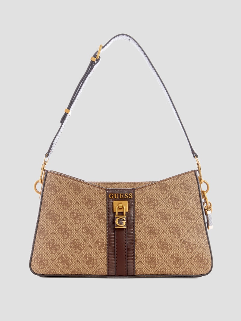 Guess Ginevra Logo Elite Shoulder Bag - Latte Logo