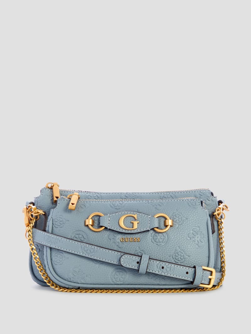 Guess Izzy Double Pouch Crossbody - Light Denim Logo