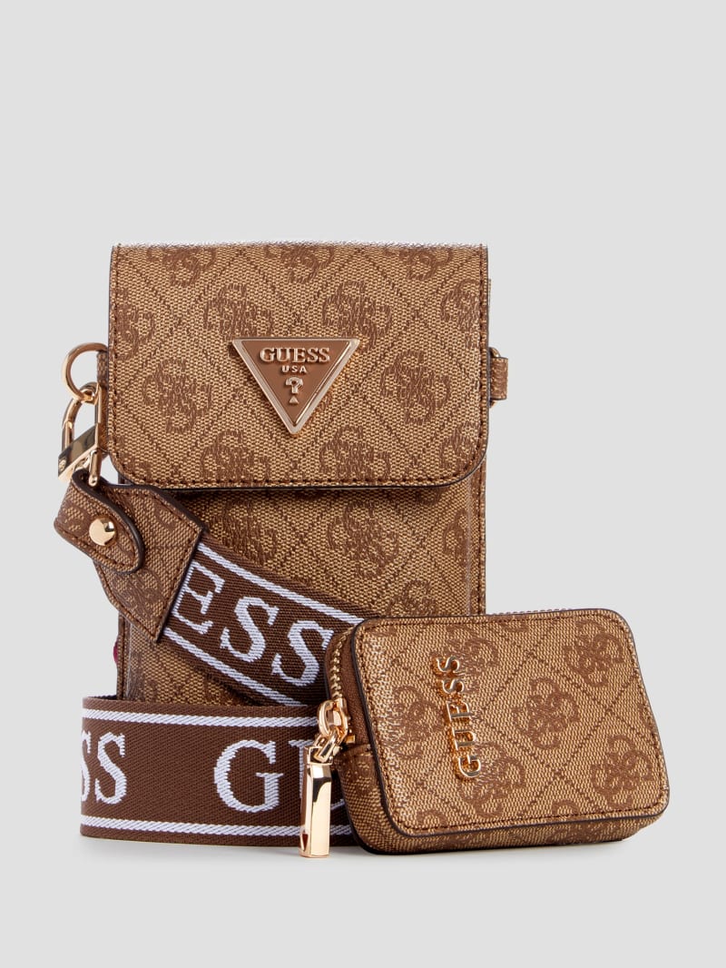 Guess Latona Quattro G Mini Phone Crossbody - Latte Logo