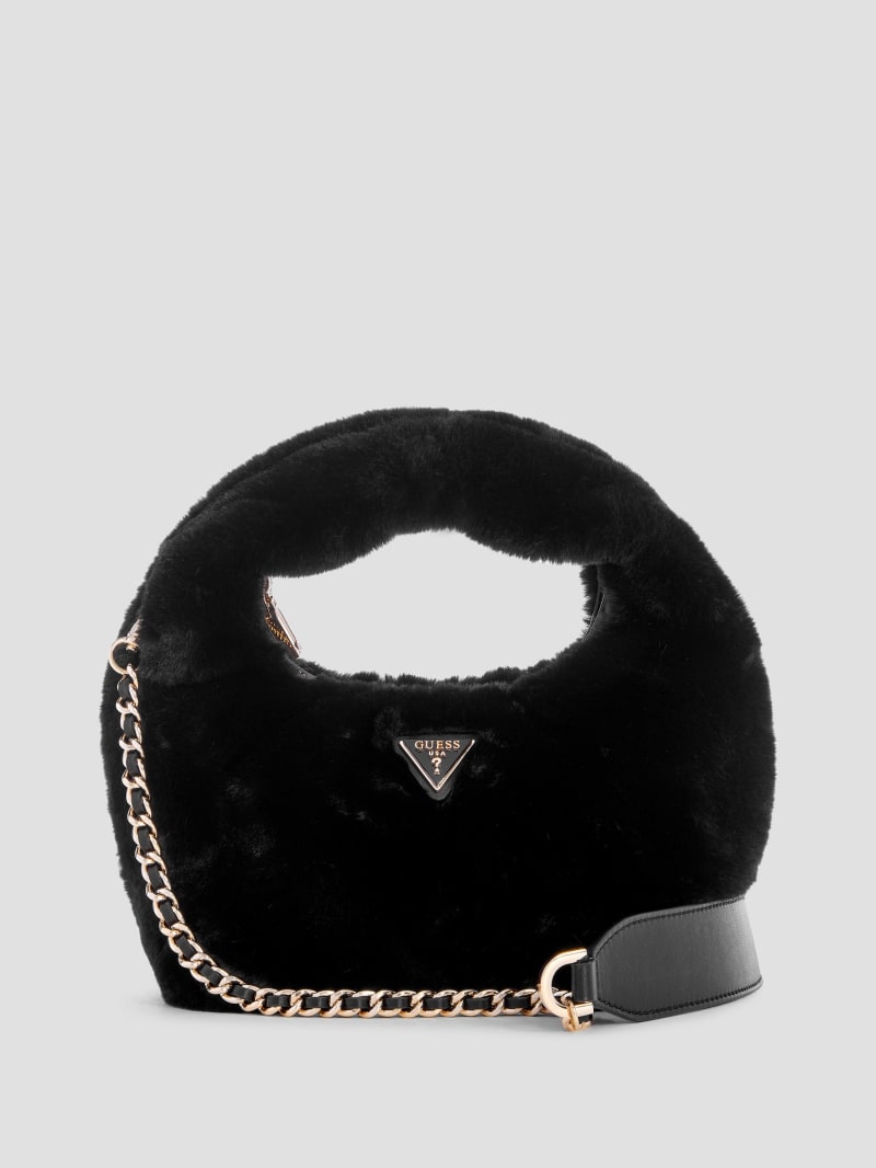 Guess Katine Faux-Fur Shoulder Bag - Black