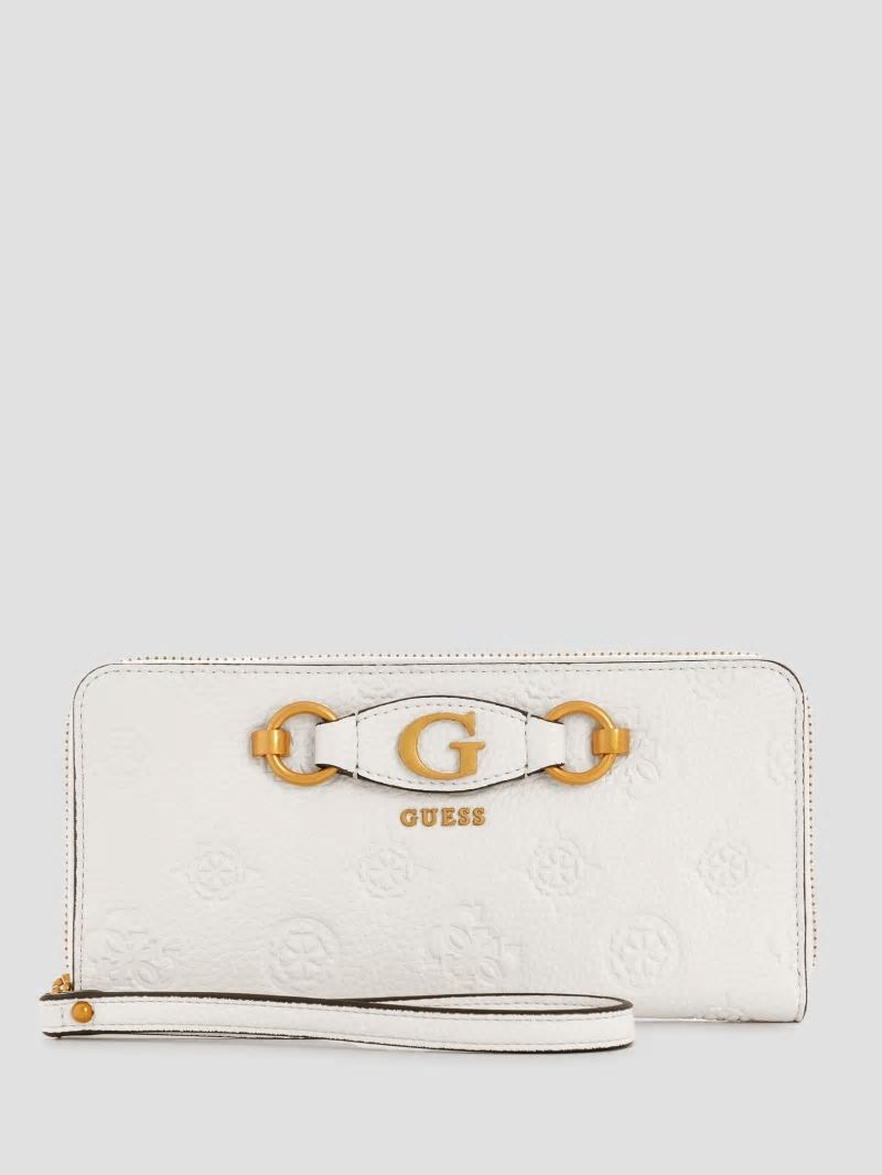 Guess Izzy Peony Large Zip-Around Wallet - Steel