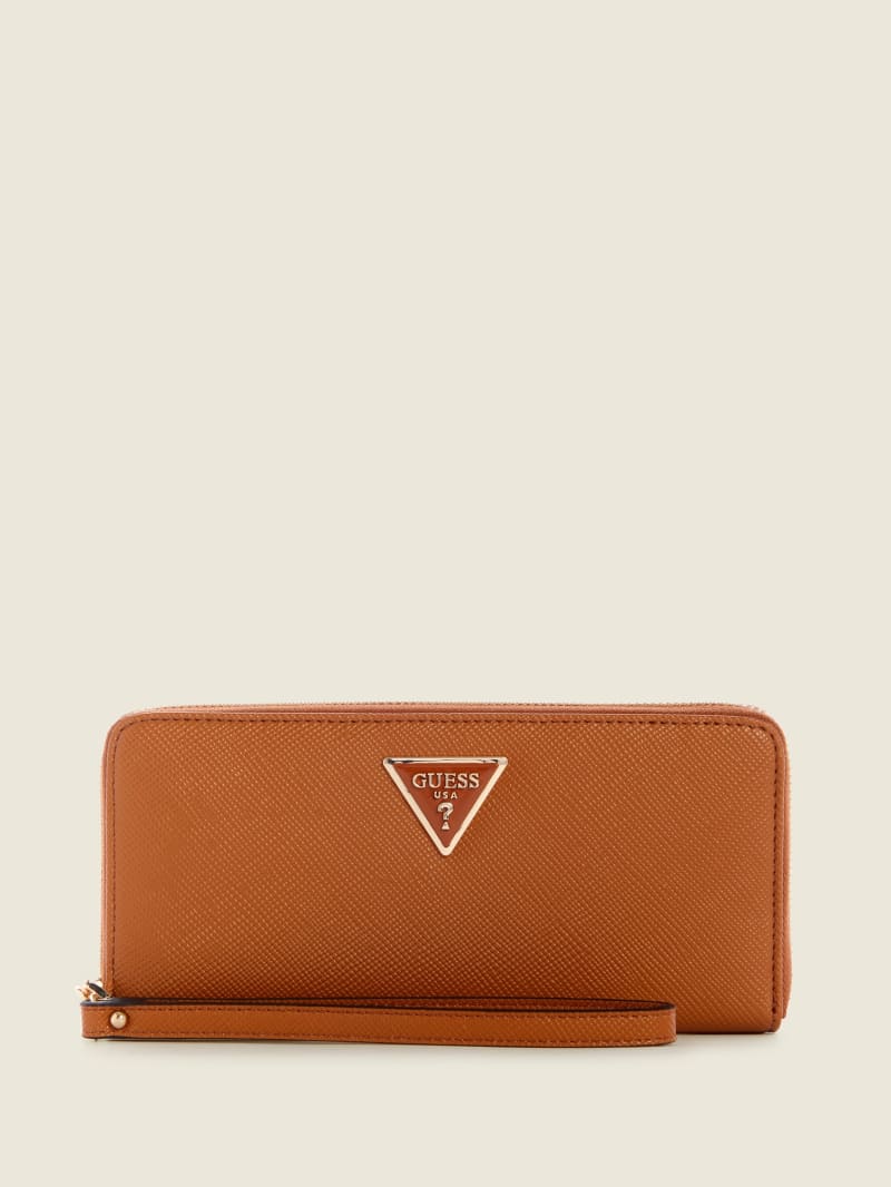 Guess Laurel Large Zip-Around Wallet - Light Cognac