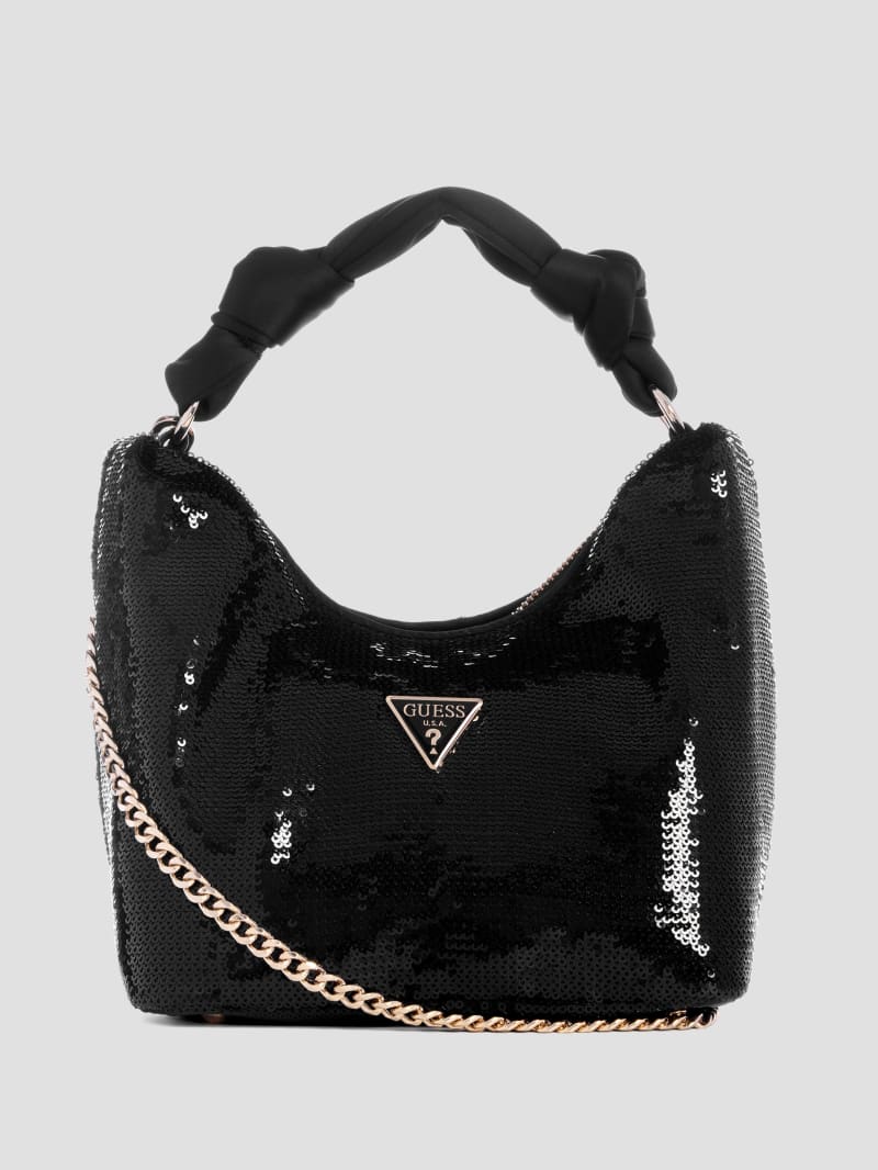 Guess Velina Sequin Hobo Bag - Black