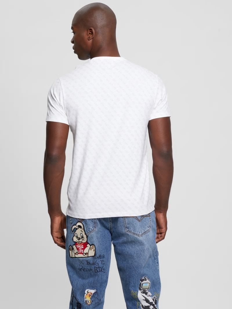 Guess Graphic Crewneck Tee - 4g Aop Pure White