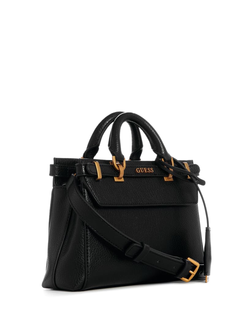 Guess Sestri Pebbled Mini Satchel - Black Floral Print