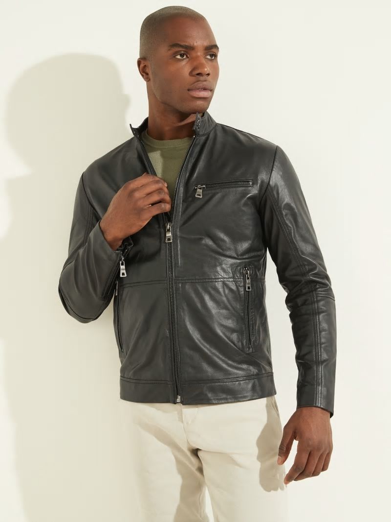 Guess Leather Biker Jacket - Black