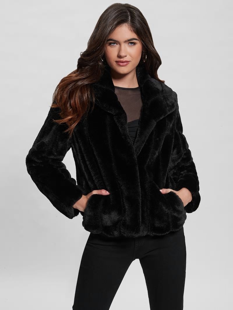 Guess Sophy Faux-Fur Jacket - Black