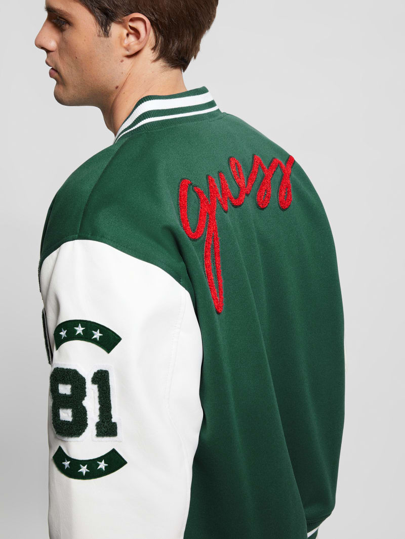 Guess Bear Varsity Jacket - Dark Jade