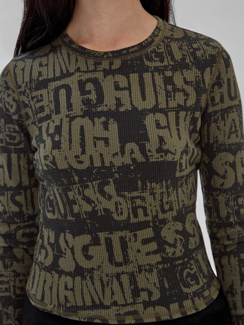 Guess GUESS Originals Waffle-Knit Top - Jet Black Multi