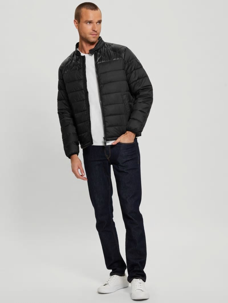 Guess Eco Lightweight Puffer Jacket - Jet Black Multi