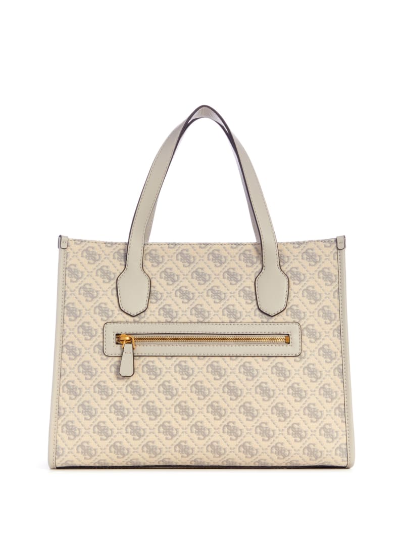 Guess Izzy Jacquard Logo Tote - Dove Logo