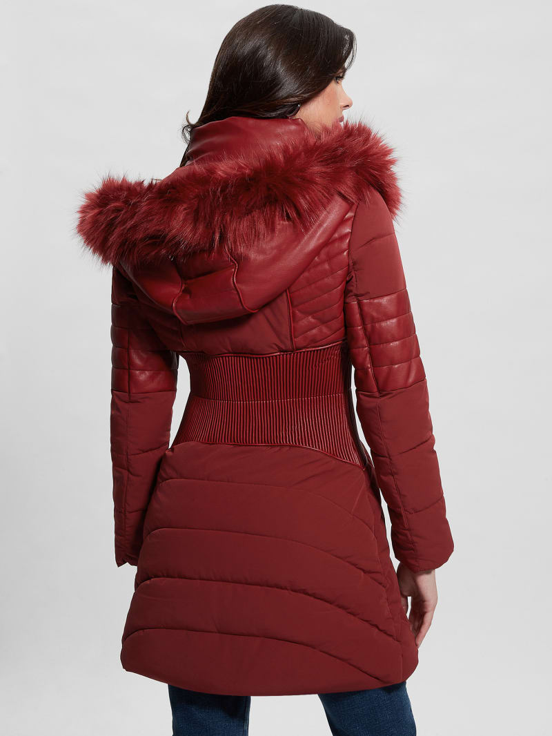 Guess Eco Oxana Quilted Jacket - Beet Juice Red