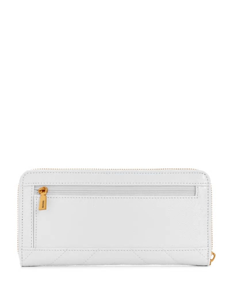 Guess Jania Large Zip-Around Wallet - White