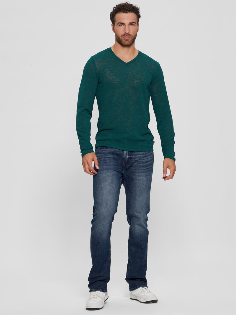 Guess Long-Sleeve Gauze Tee - Dark Jade