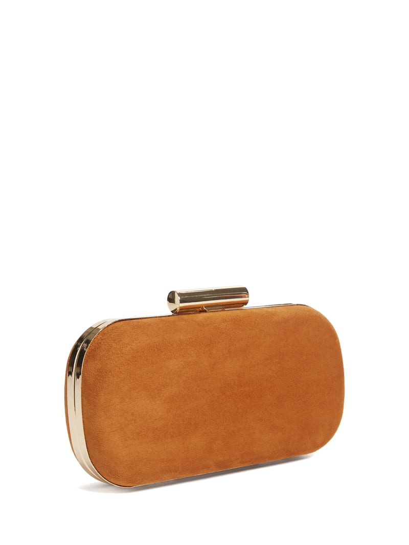 Guess Suede Leather Clutch - Cognac