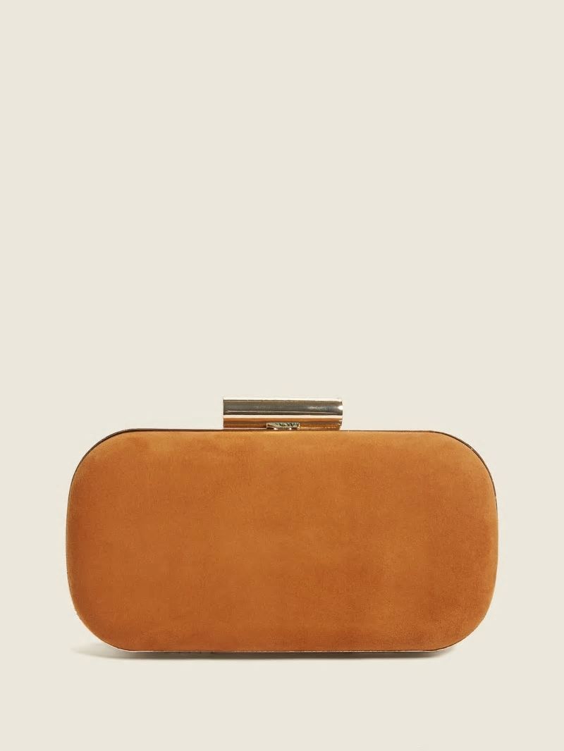 Guess Suede Leather Clutch - Cognac