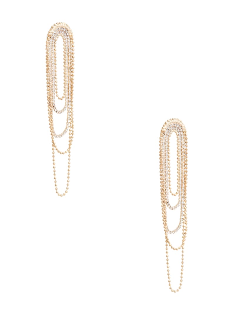 Guess Gold-Tone Rhinestone Statement Drop Earrings - Gold