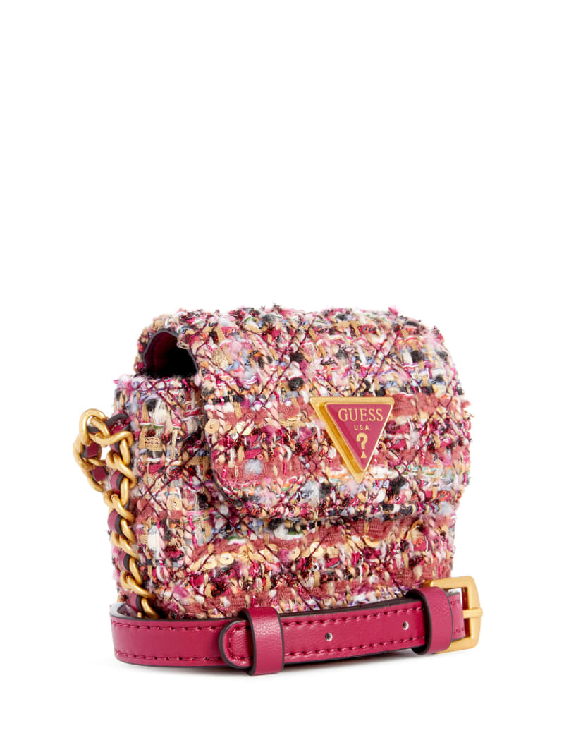 Guess Giully Tweed Micro Mini Crossbody - Purple Multi