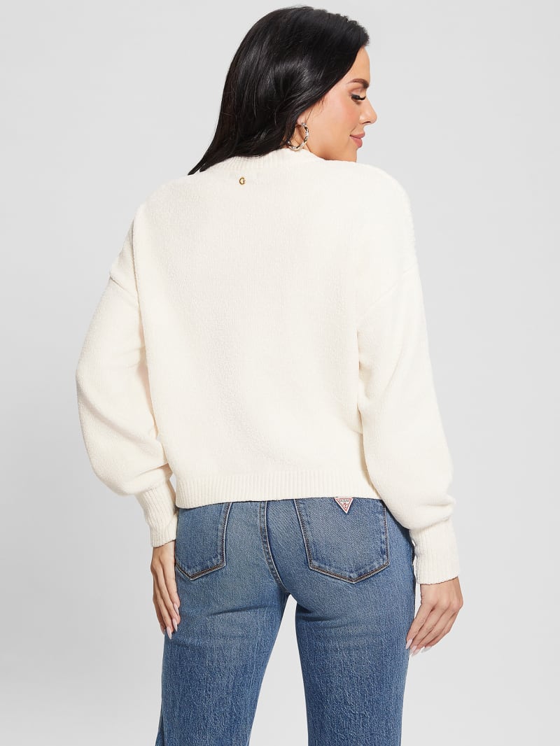 Guess Seto Cable-Knit Chenille Sweater - Dove White