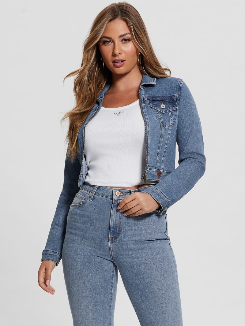 Guess Sexy Crop Denim Jacket - Boca Blue