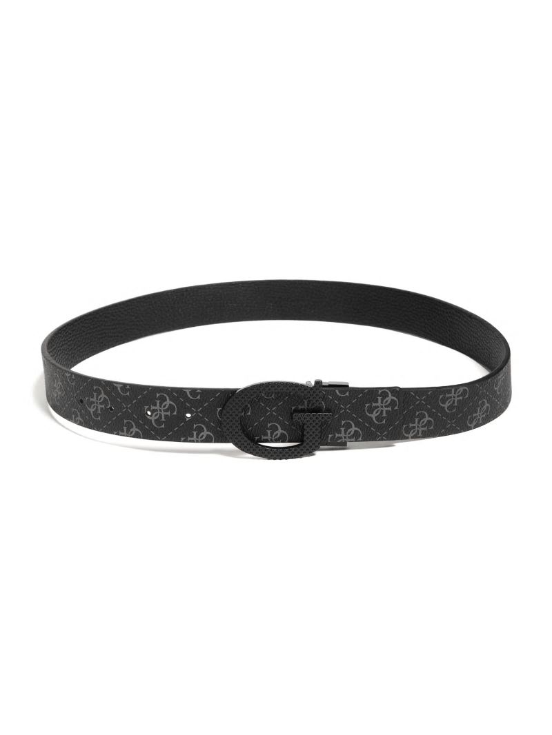 Guess Reversible Charcoal Quattro G Belt - Black Snakeskin