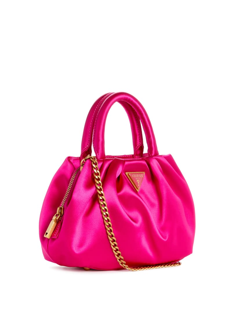 Guess Tori Satin Mini Frame Satchel - Fuchsia