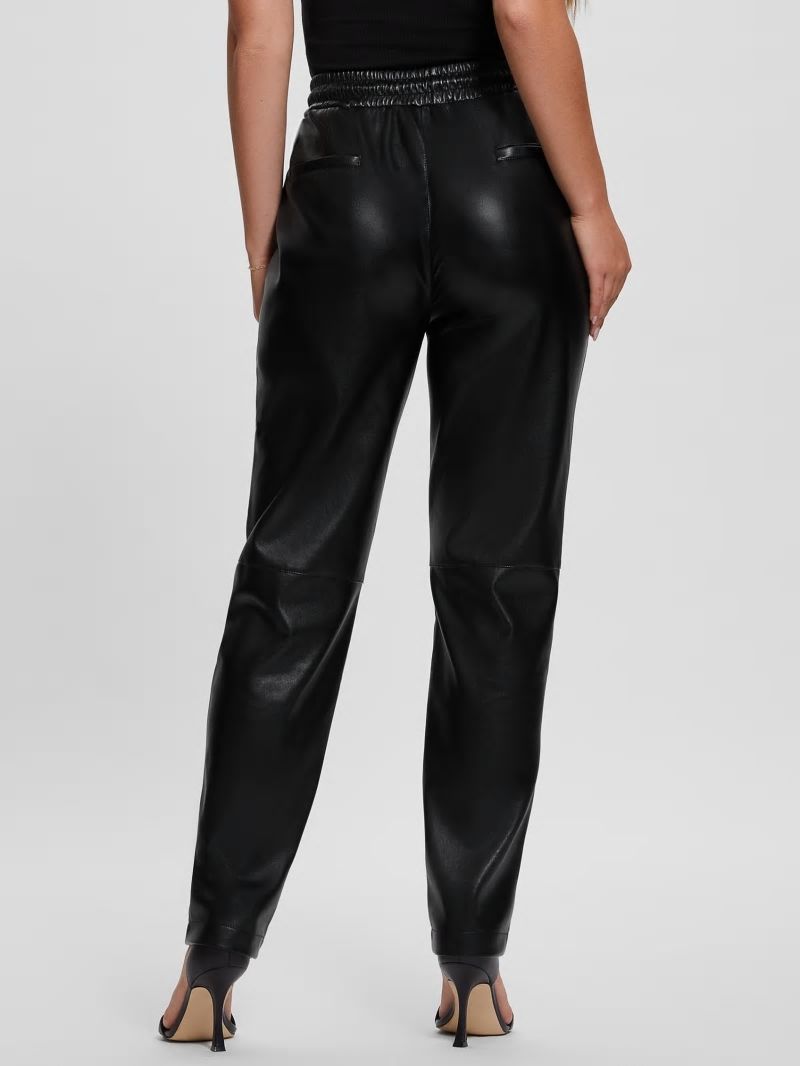 Guess Viola Faux-Leather Joggers - Black