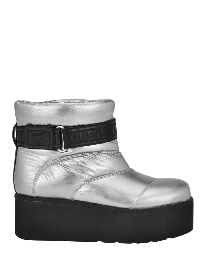 Guess Jilona Metallic Platform Fur Booties - Pewter