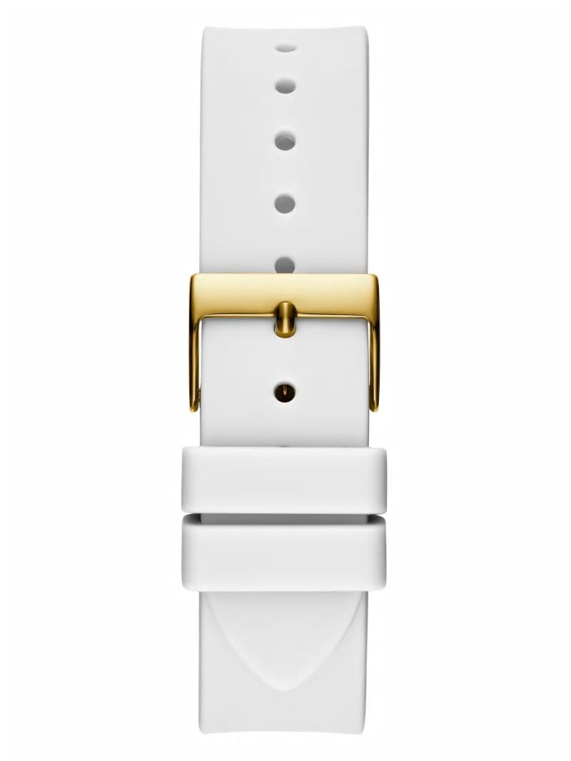 Guess Gold-Tone and White Silicone Multifunction Watch - White Multi