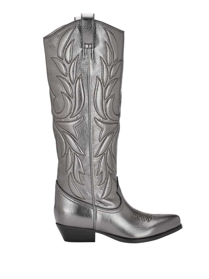 Guess Ginnifer Knee-High Cowboy Boots - Gunmetal