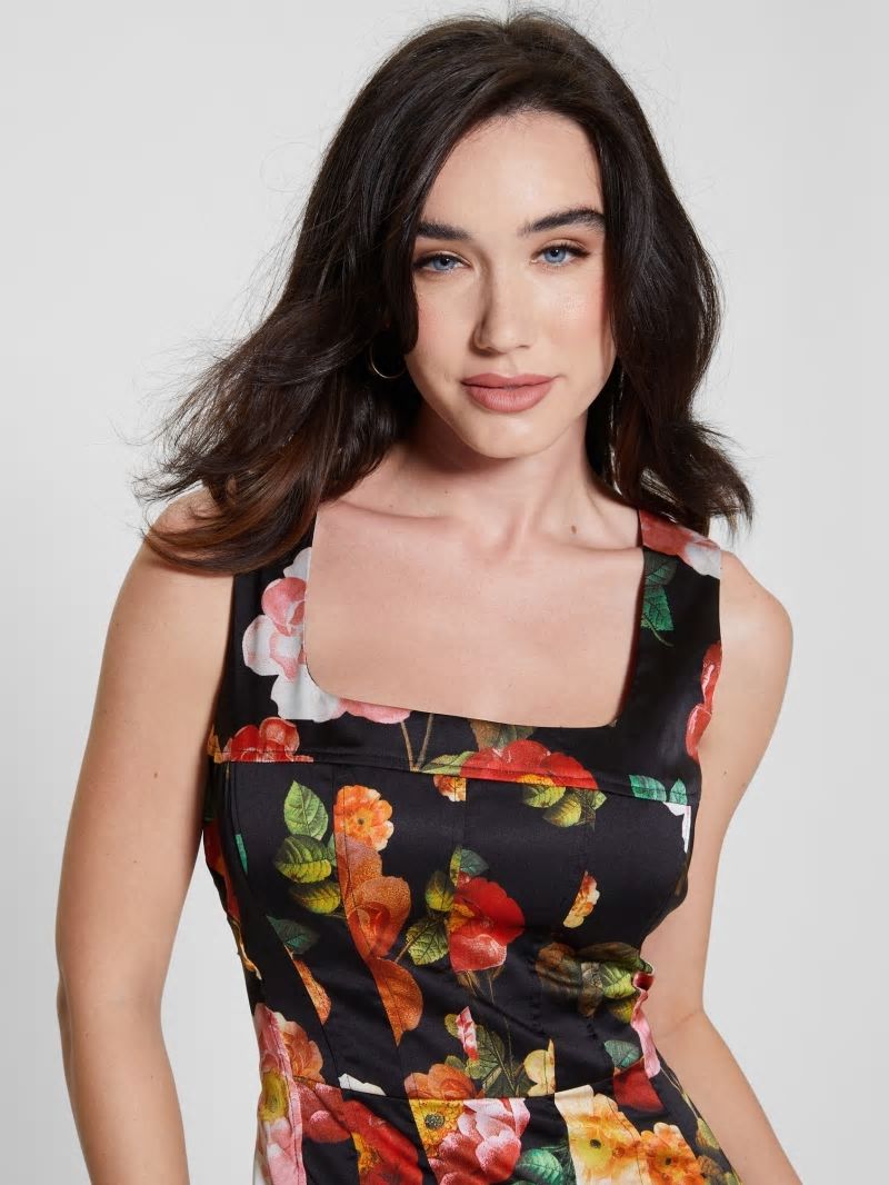 Guess Eco Alivia Dress - Peony Charm Print Black