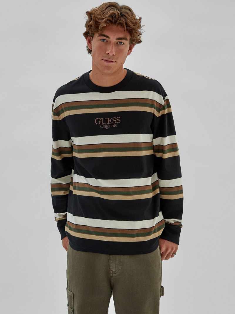 Guess GUESS Originals Eco Classic Logo Stripe Tee - Jet Black Multi