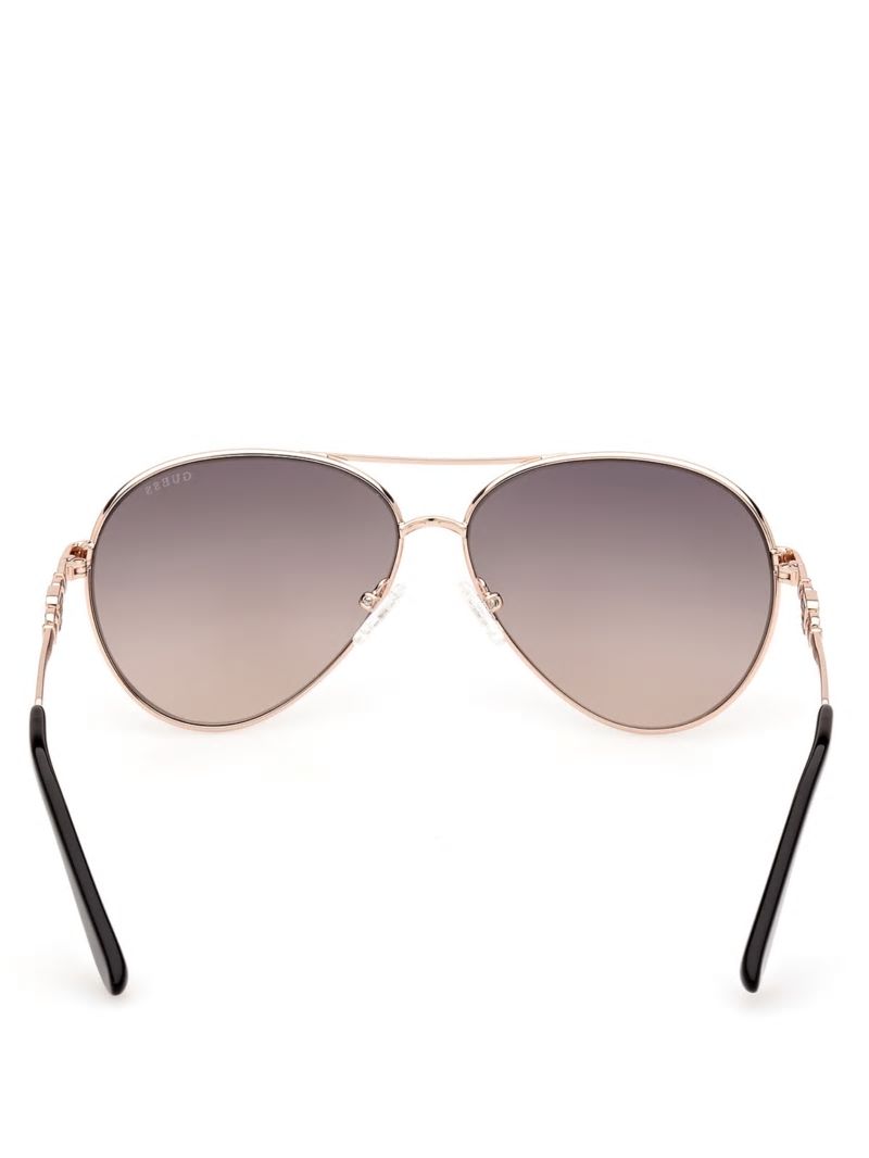 Guess Aurora Oversized Trim Sunglasses - Shiny Rose Gold/Gradient