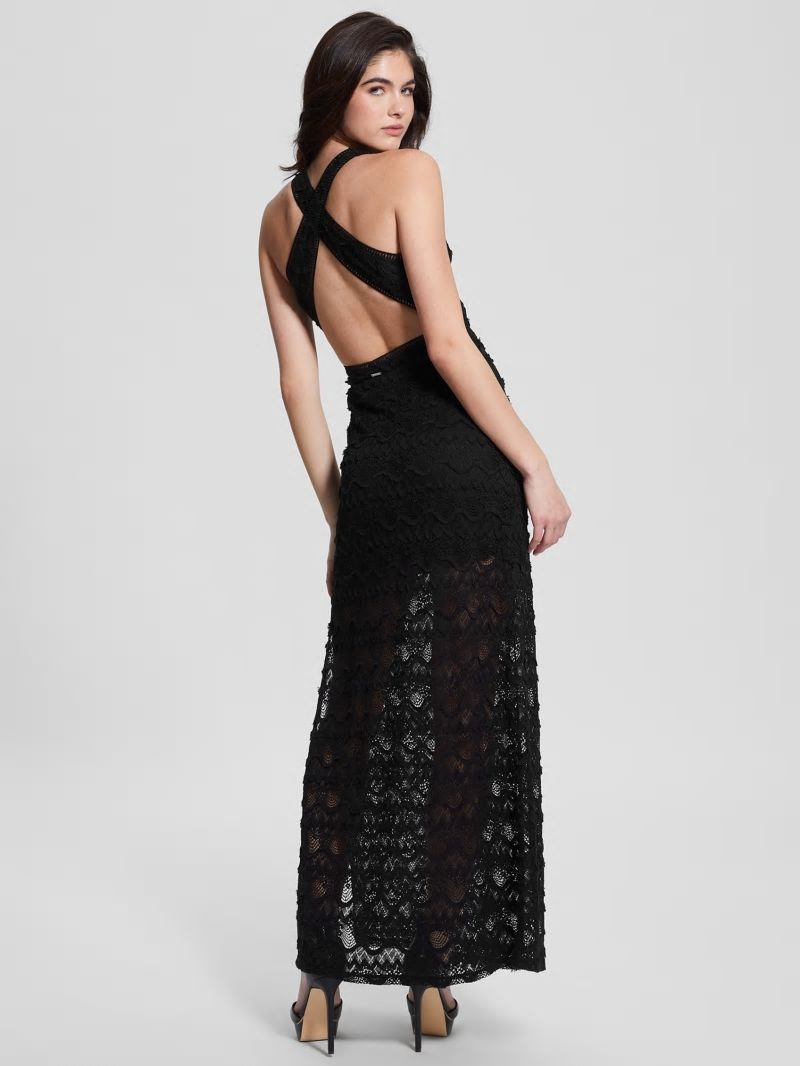 Guess Liza Lace Maxi Dress - Black