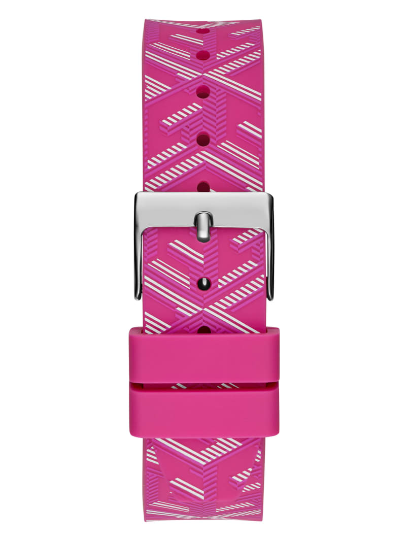 Guess Pink Silicon Watch - Silver