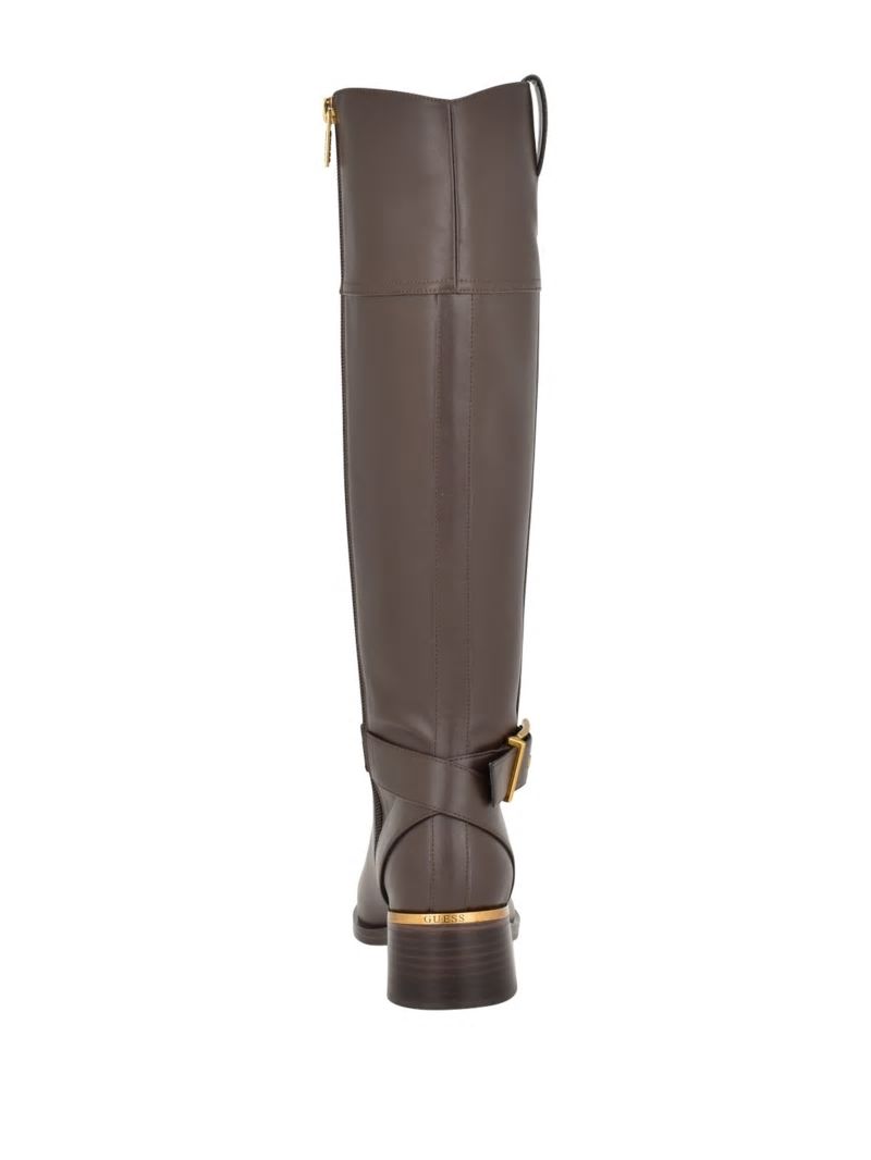 Guess Eveda Buckle Riding Boots - Dark Brown