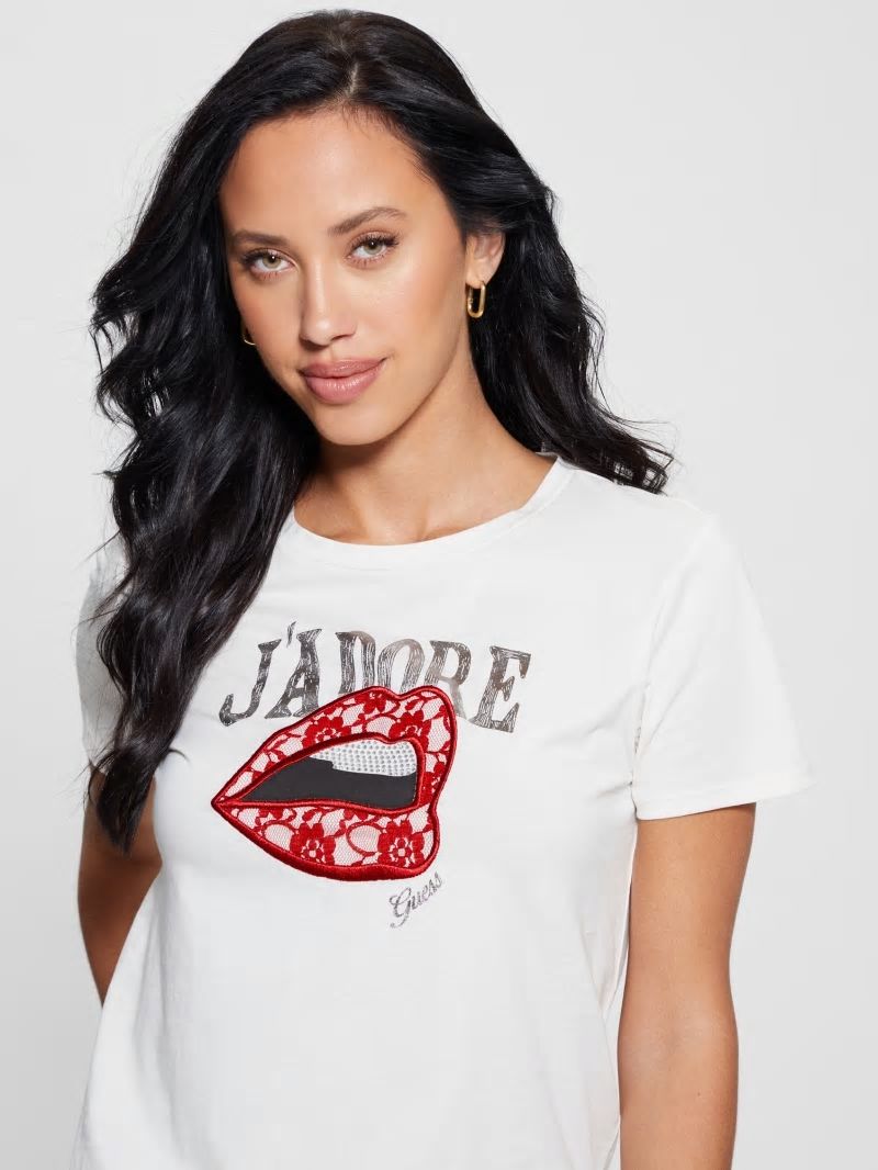 Guess J'Adore Easy Tee - Cream White